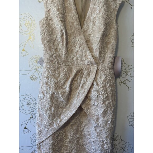 New JS Collections Dress Size 4 Champagne Emery Faux Wrap Cocktail 045 - Picture 7 of 10